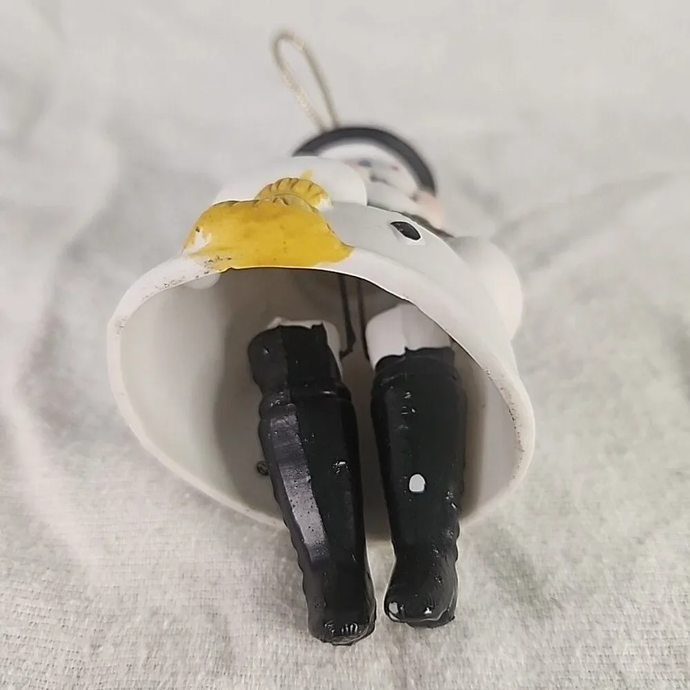 Snowman Ornament/Bell Porcelain Giftco Cheery Chimes Handcrafted Collect A Bell